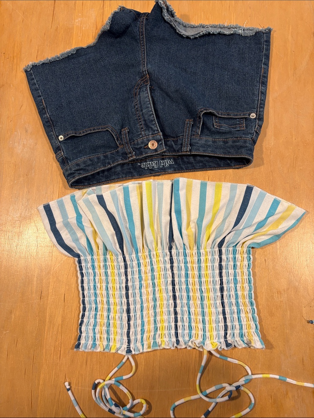 wild fable Dark Blue Denim Jean Shorts & tube top